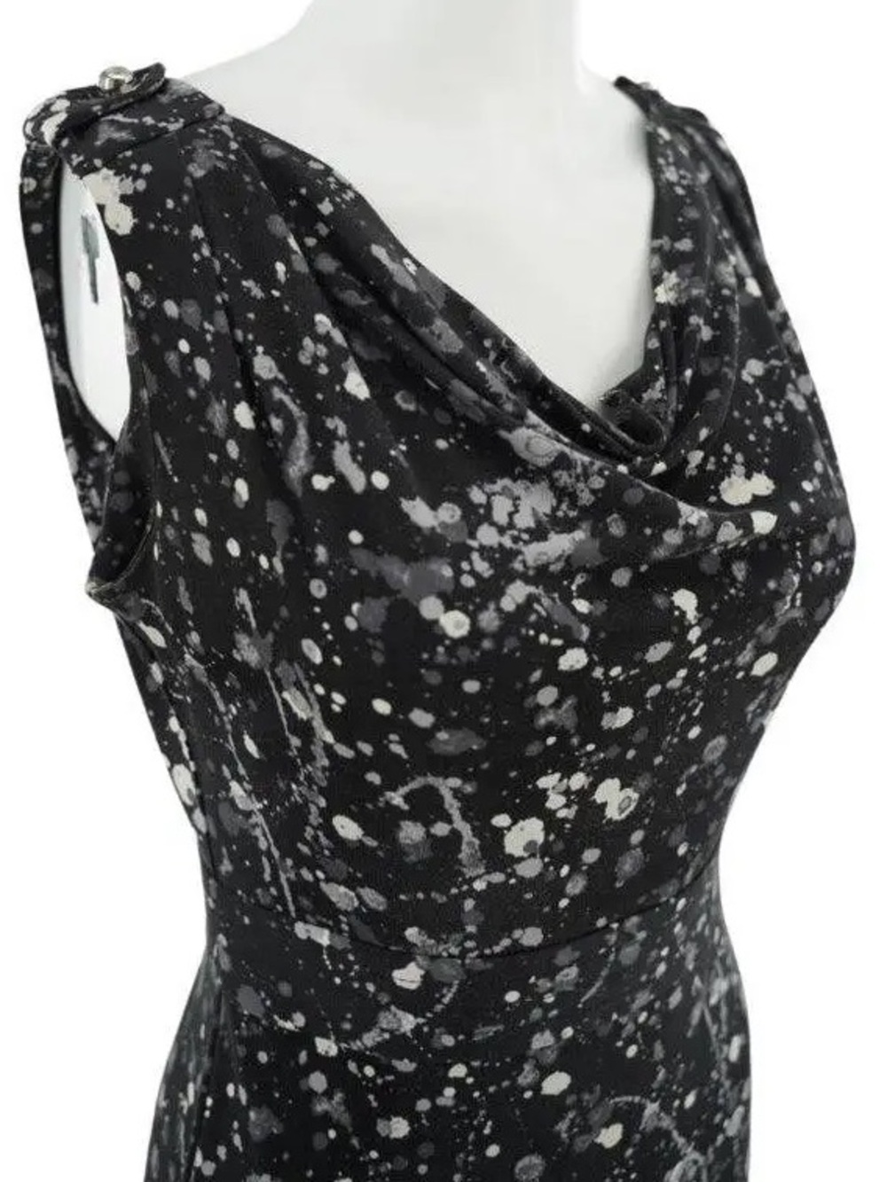 100% Silk TORY BURCH Paint Splatter Cowl Neck Dress